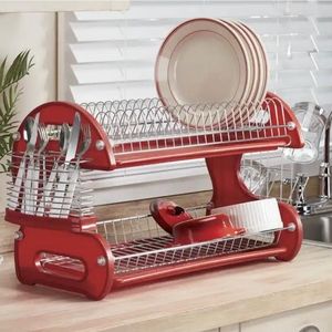 2- Tier Dish Rack  color Red